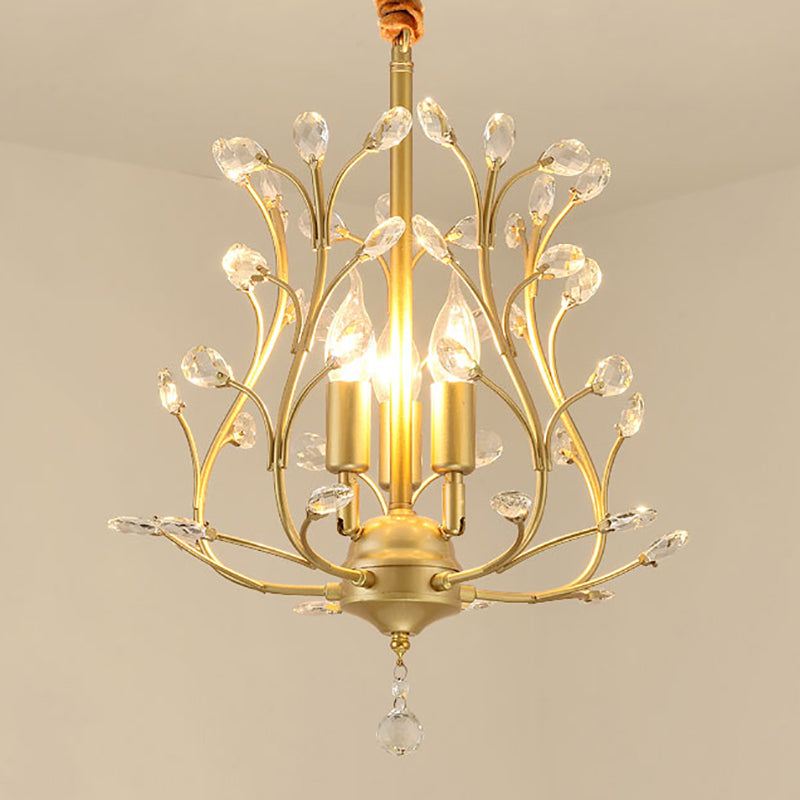 Chandelier de bougie de campagne 3 luminaires de pendentif en cristal de tête pour la salle à manger