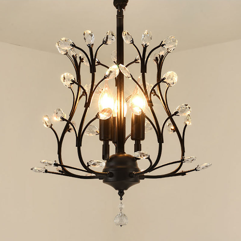 Chandelier de bougie de campagne 3 luminaires de pendentif en cristal de tête pour la salle à manger