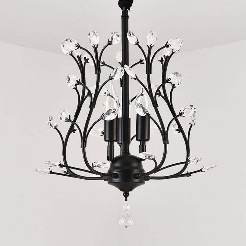 Countryside Candle Chandelier 3 Head Crystal Pendant Lighting Fixtures for Dining Room
