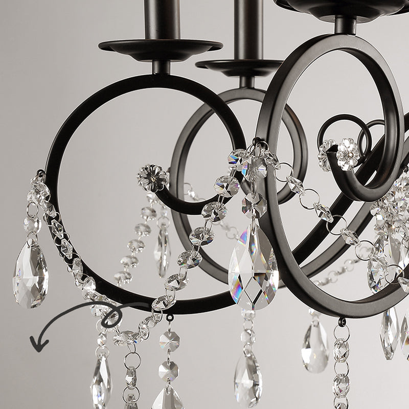 Countryside Candle Chandelier Black Pendant Lighting Fixtures for Living Room