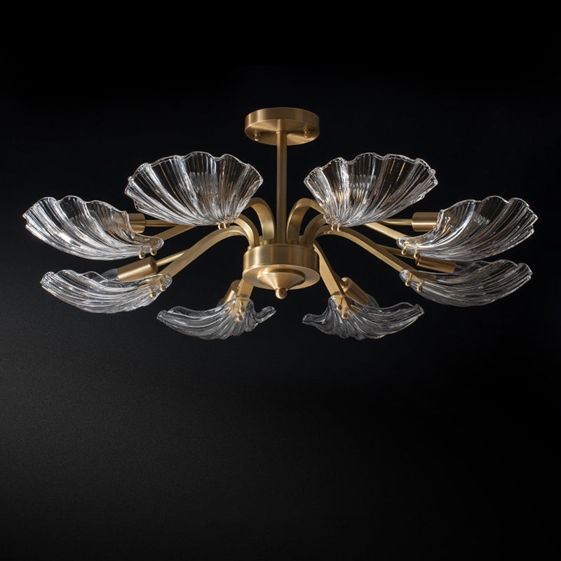 Glass Metal Contemporary Chandelier Gold Pendant Lighting for Living Room