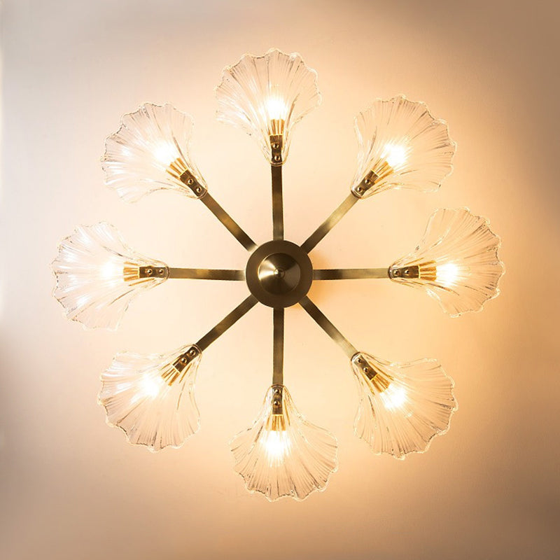 Glass Metal Contemporary Chandelier Gold Pendant Lighting for Living Room