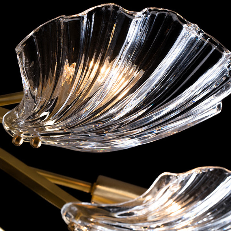 Glass Metal Contemporary Chandelier Gold Pendant Lighting for Living Room