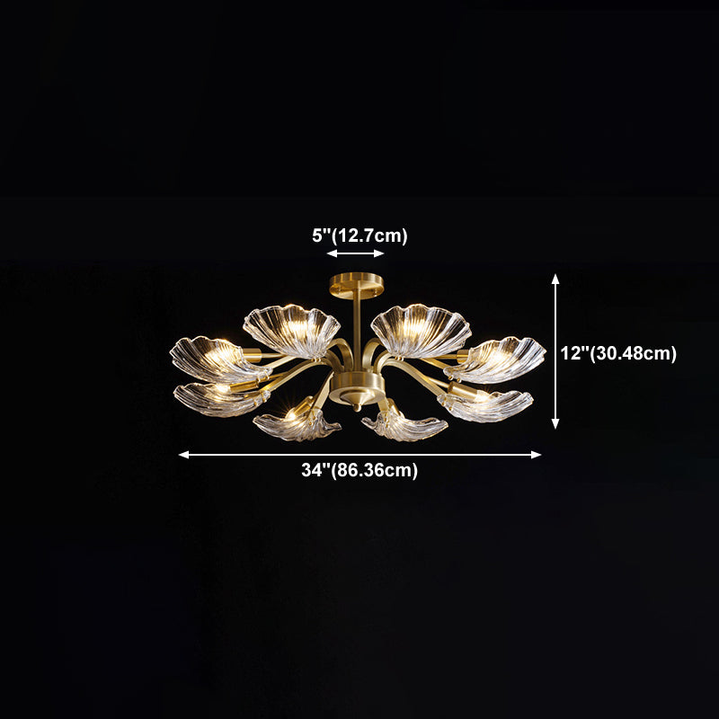 Glass Metal Contemporary Chandelier Gold Pendant Lighting for Living Room