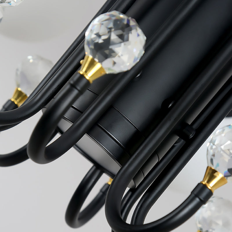 Modern Style Globe Chandelier Light White Glass Pendant Lighting with Crystal