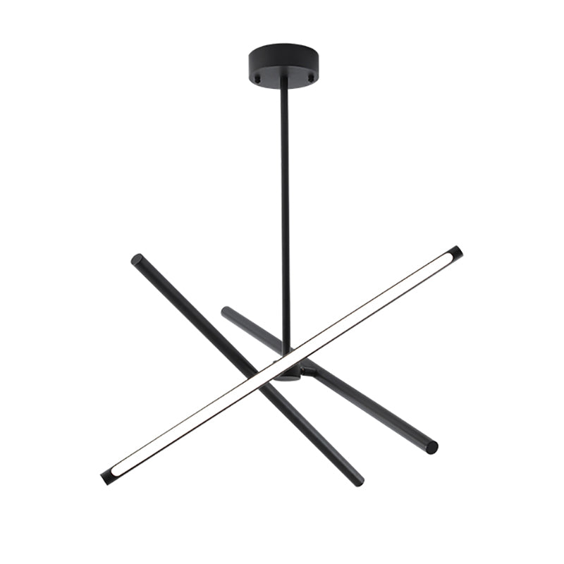 3-Light Black Hanging Light Minimalism Style Linear Shape Metal Chandelier Light