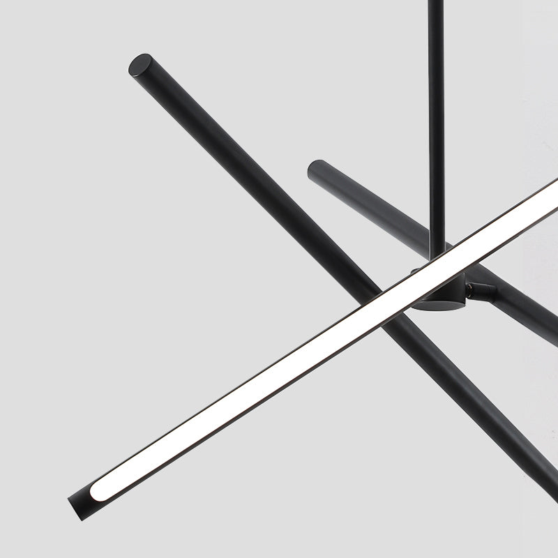 3-Light Black Hanging Light Minimalism Style Linear Shape Metal Chandelier Light