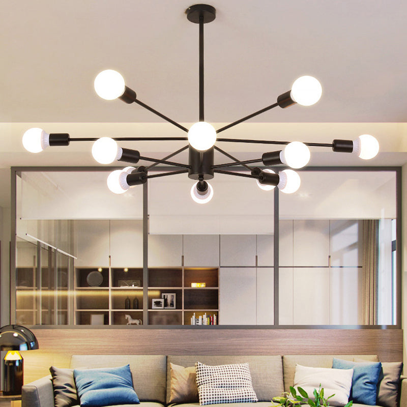 Modern Metal Bare Bulb Chandelier Light Fixtures Cafe Restaurant Hanging Chandelier