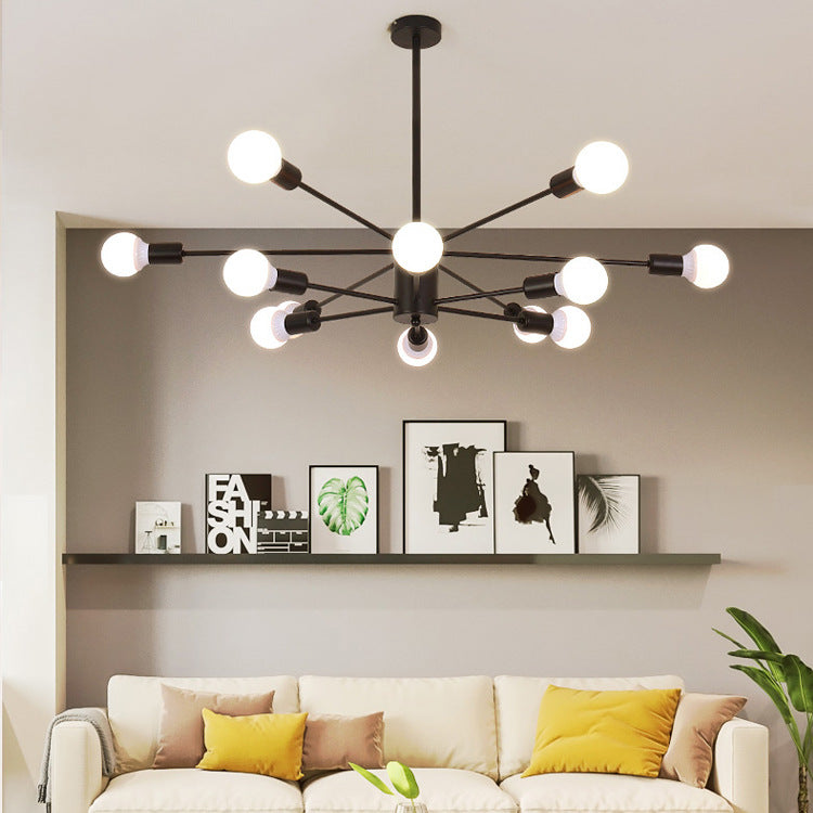 Modern Metal Bare Bulb Chandelier Light Fixtures Cafe Restaurant Hanging Chandelier
