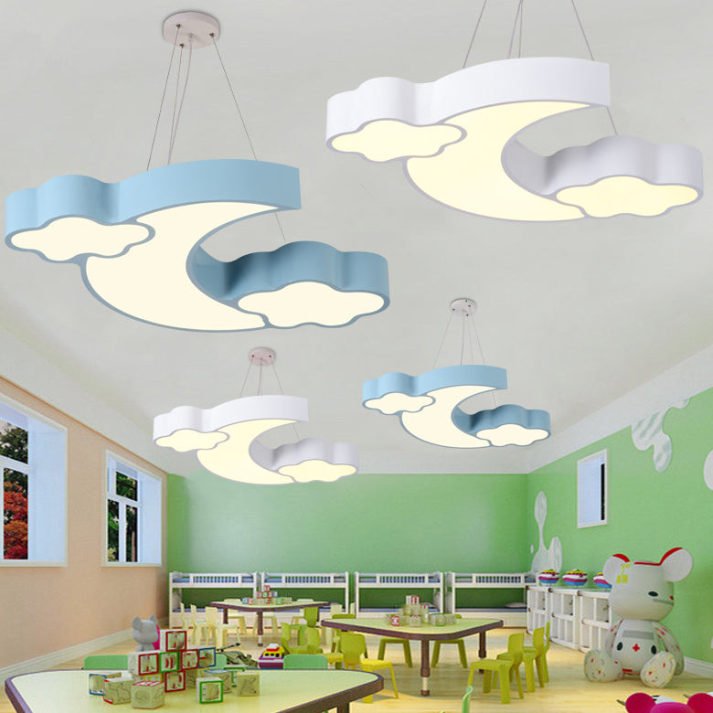 Moon Shape LED Pendant Lamp Cartoon Metal Kindergarten Suspension Light Fixture