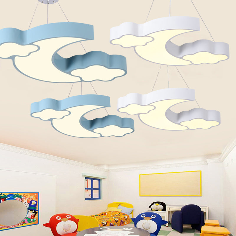 Moon Shape LED Pendant Lamp Cartoon Metal Kindergarten Suspension Light Fixture