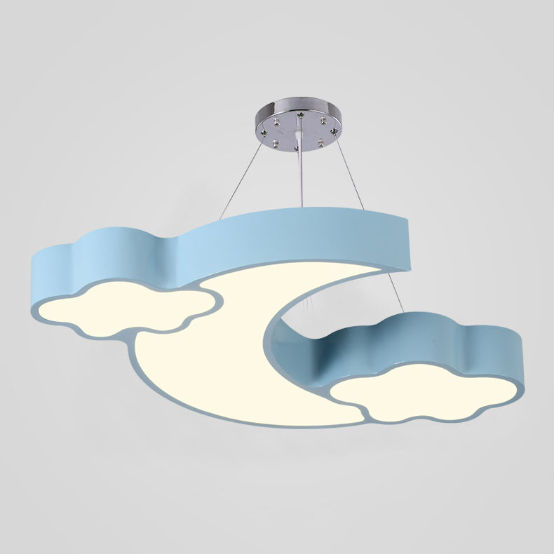 Mondform LED Anhänger Lampe Cartoon Metallkindergärten -Federleuchte Leuchte