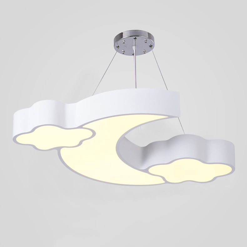 Mondform LED Anhänger Lampe Cartoon Metallkindergärten -Federleuchte Leuchte