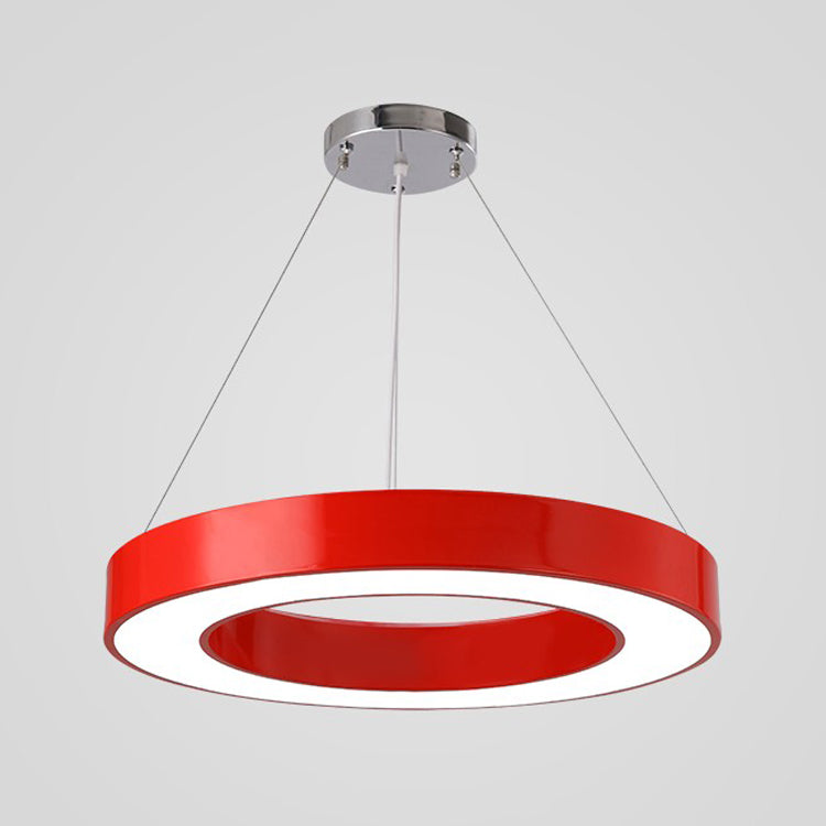 Circular Kindergarten Ceiling Pendant Metallic Minimalist LED Suspension Light