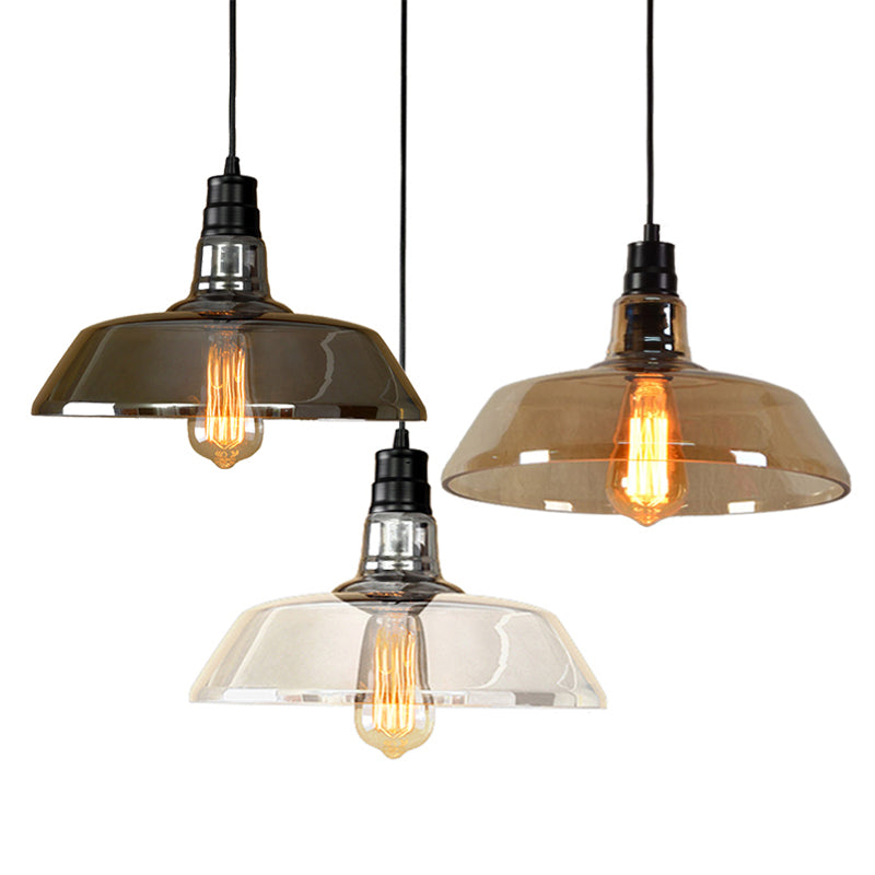 Glass Barn Shade Suspension Light Industrial-Style 1-Bulb Restaurant Pendant Light