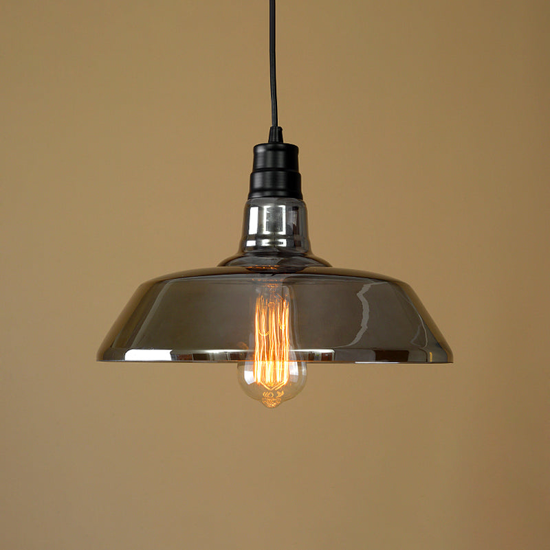 Glass Barn Shade Suspension Light Industrial-Style 1-Bulb Restaurant Pendant Light