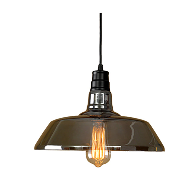 Glass Barn Shade Suspension Light Industrial-Style 1-Bulb Restaurant Pendant Light