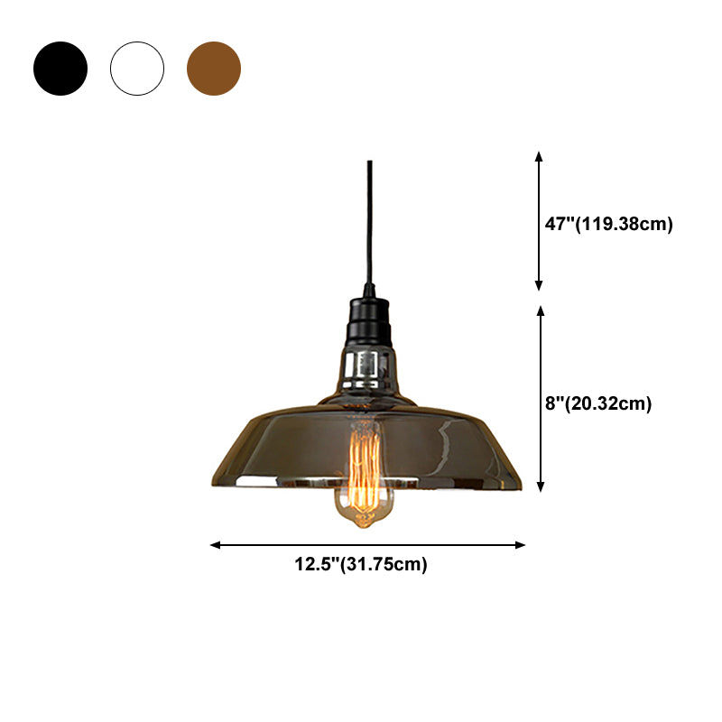 Glass Barn Shade Suspension Light Industrial-Style 1-Bulb Restaurant Pendant Light