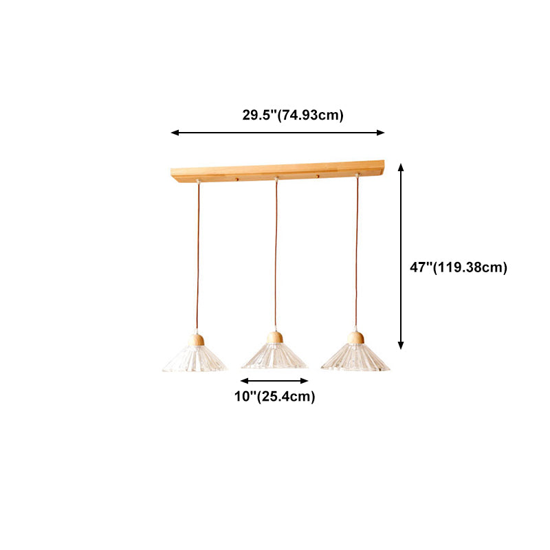 Transparent en verre pendent lampe nordique de style bois suspendu pour salle à manger