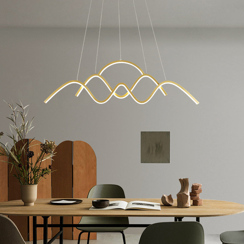 3 Light LED Linear Ceiling Chandelier Postmodern Dining Room Pendant Light