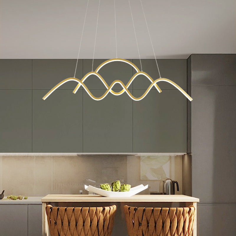 3 Light LED Linear Ceiling Chandelier Postmodern Dining Room Pendant Light