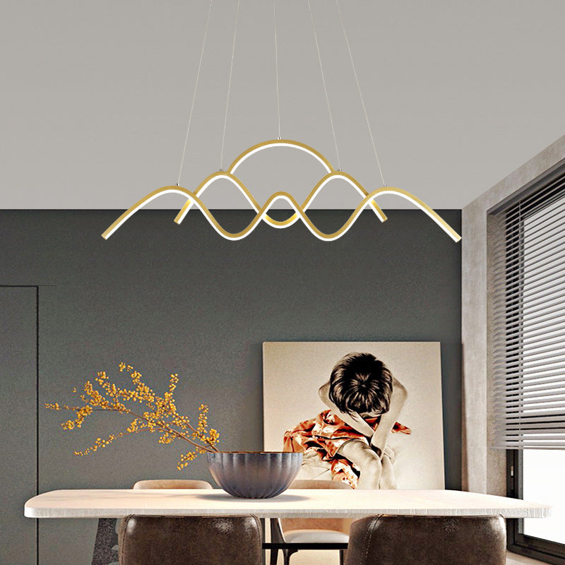 3 Light LED Linear Ceiling Chandelier Postmodern Dining Room Pendant Light