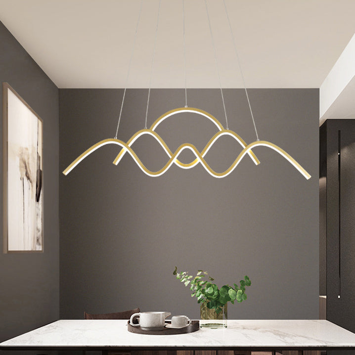 3 Light LED Linear Ceiling Chandelier Postmodern Dining Room Pendant Light