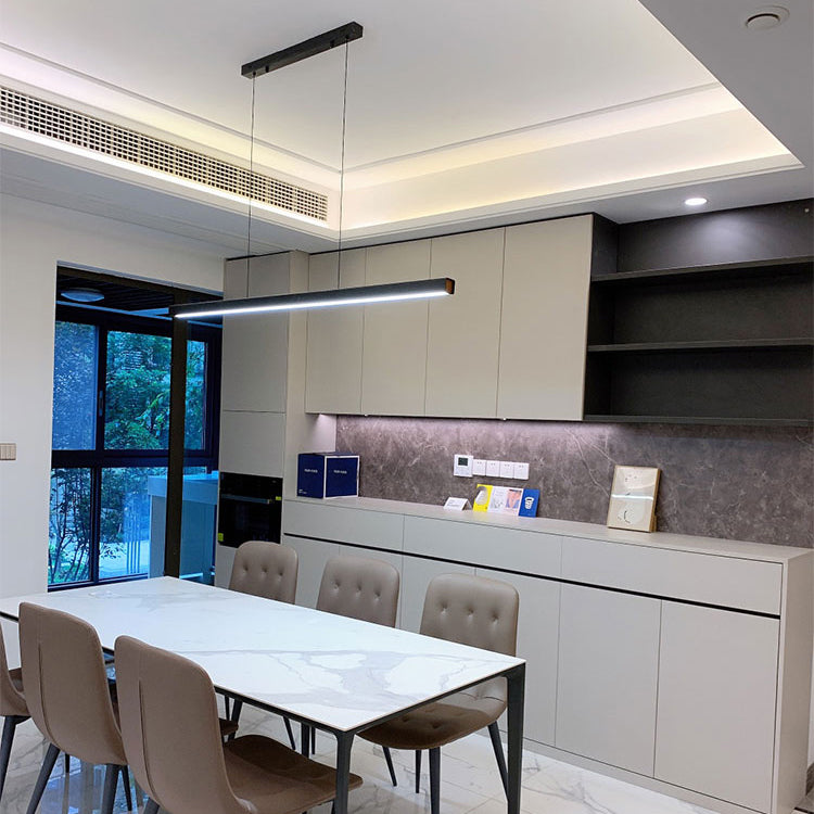 Modern Rectangle Island Chandelier 1-Light Restaurant Pendant Lighting with Acrylic Shade