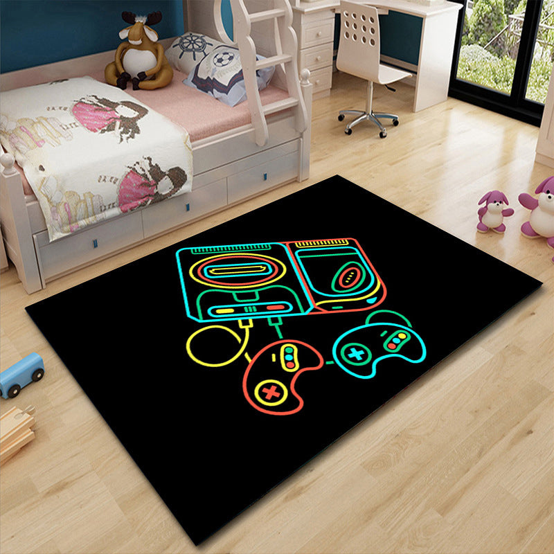 Kids Game Controller Pattern Carpet Polyester Area Rug Stain Resistant Rug for Living Room