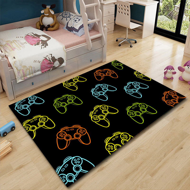 Kids Game Controller Pattern Carpet Polyester Area Rug Stain Resistant Rug for Living Room