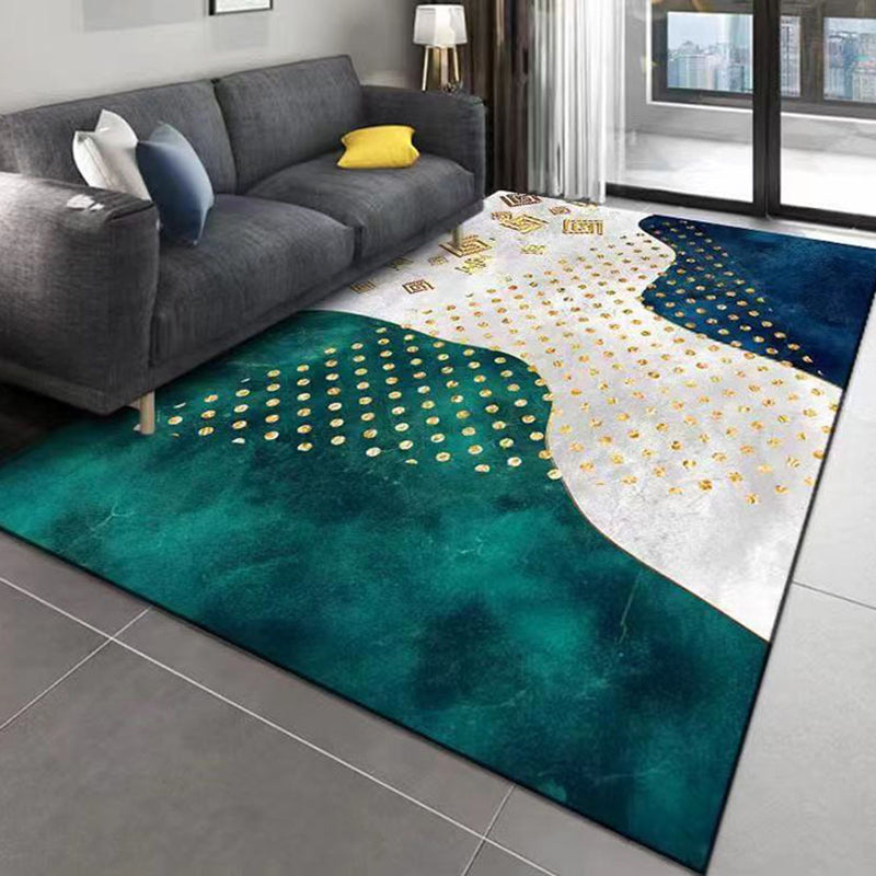 Abstract Rug Polyester Contrast Color Rug Stain Resistant Rug for Living Room