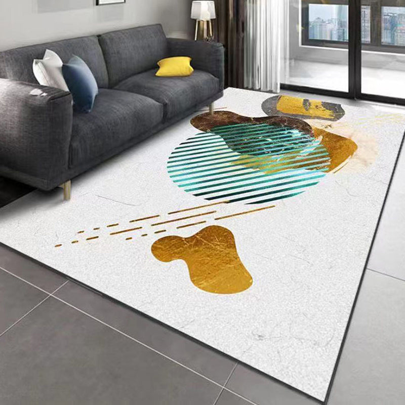 Abstract Rug Polyester Contrast Color Rug Stain Resistant Rug for Living Room