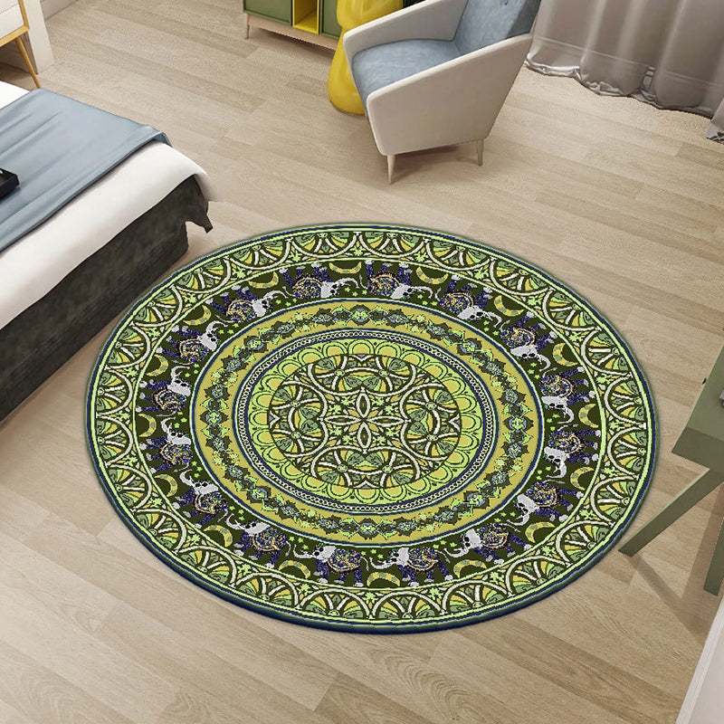 Haule de tapis de motif d'éléphant ethnique vintage tapis résistant à la tache pour la décoration intérieure