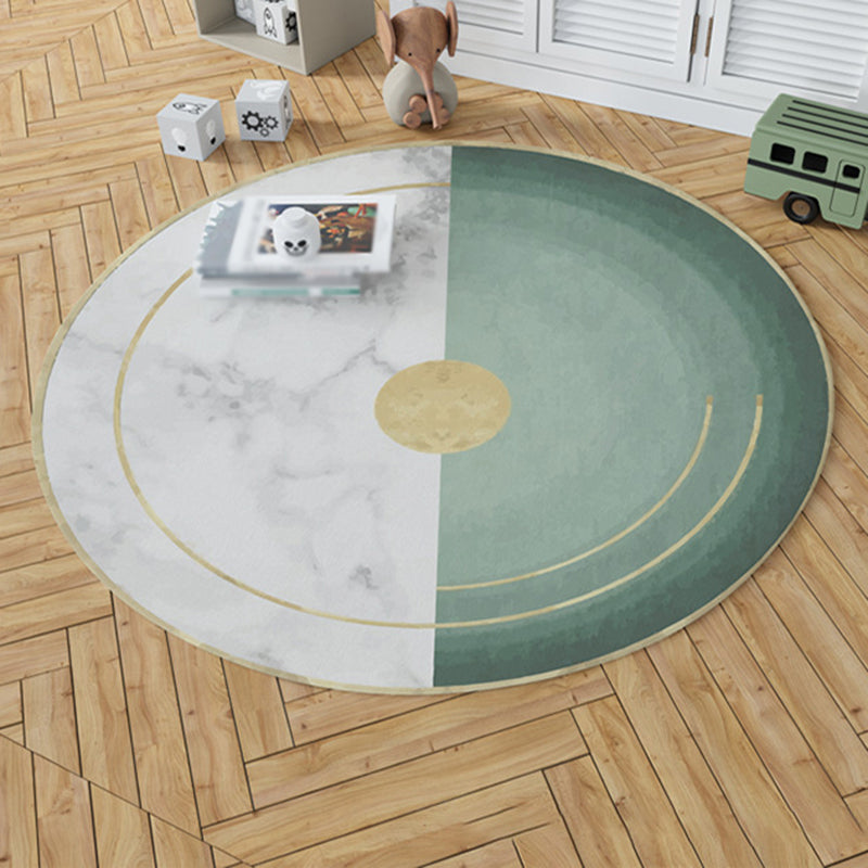 Light Color Modern Area Rug Polyester Round Rug Non-Slip Backing Rug for Home Decor