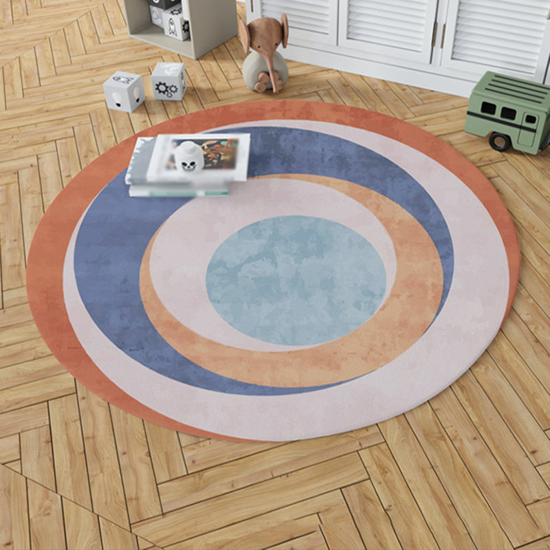 Light Color Modern Area Rug Polyester Round Rug Non-Slip Backing Rug for Home Decor