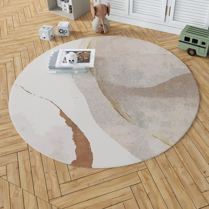 Light Color Modern Area Rug Polyester Round Rug Non-Slip Backing Rug for Home Decor
