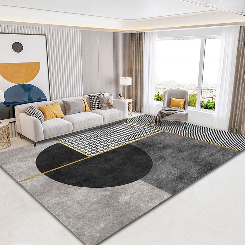 Metal Lines Carpet Polyester Modern Carpet Non-Slip Backing Carpet for Living Room