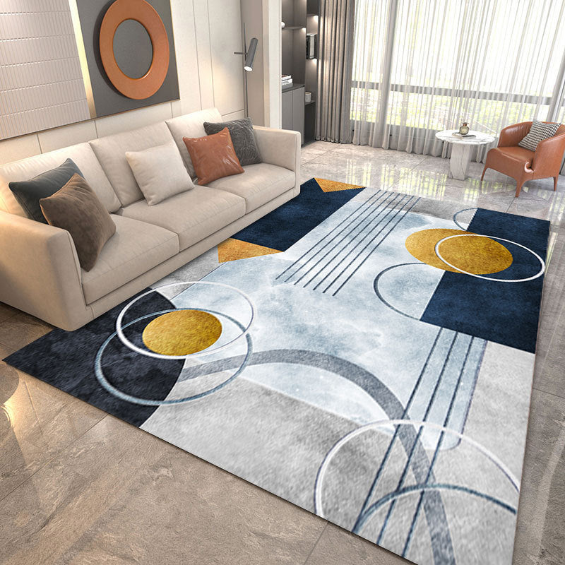 Metal Lines Carpet Polyester Modern Carpet Non-Slip Backing Carpet for Living Room