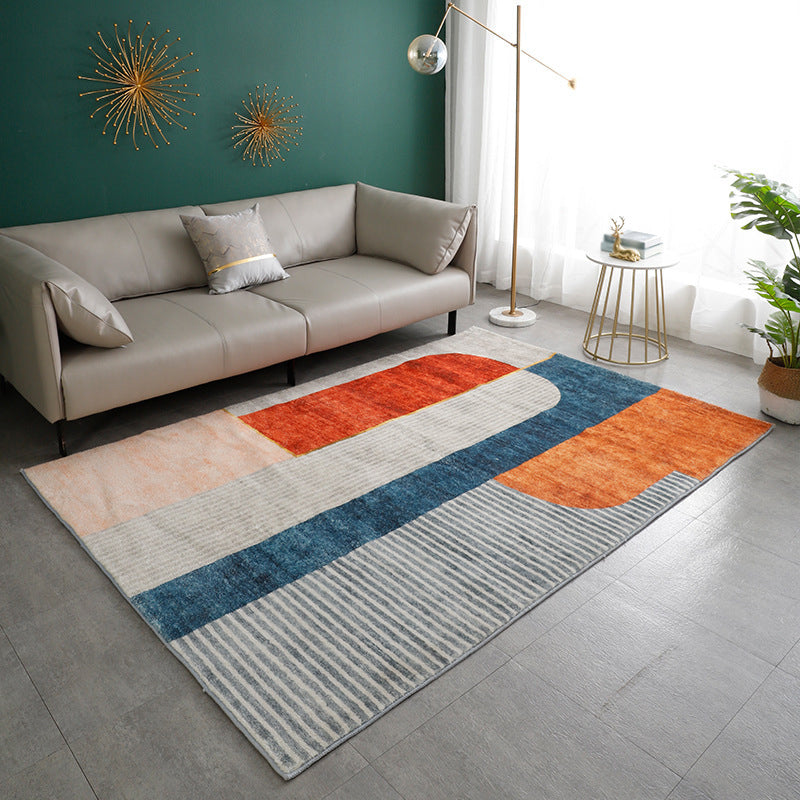 Modern Metal Lines Rug Polyester Rug Stain Resistant Rug for Home Decoration