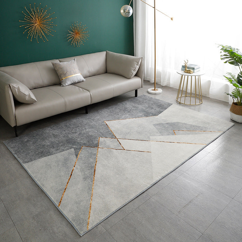 Modern Metal Lines Rug Polyester Rug Stain Resistant Rug for Home Decoration