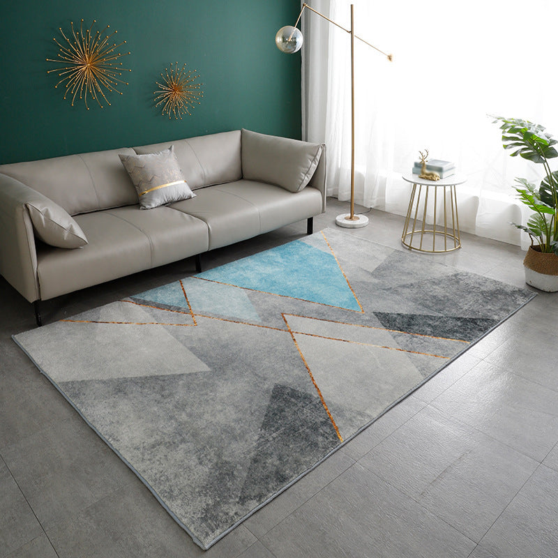 Modern Metal Lines Rug Polyester Rug Stain Resistant Rug for Home Decoration