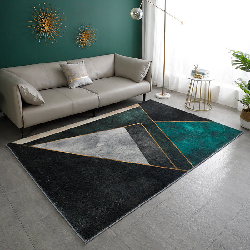 Modern Metal Lines Rug Polyester Rug Stain Resistant Rug for Home Decoration