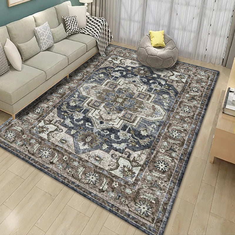 Alfombra de alfombra vintage negra alfombra resistente a la alfombra de alfombra para sala de estar