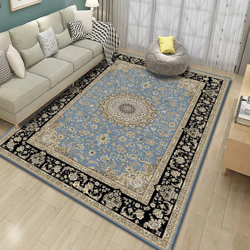 Zwart vintage tapijt polyester patroon tapijtvlekbestendig tapijt voor woonkamer