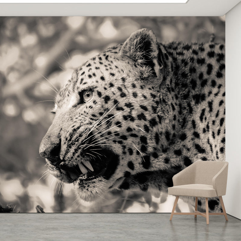 Leopard Mildew Resistant Wall Mural Wild Animal Wallpaper Living Room Wall Mural