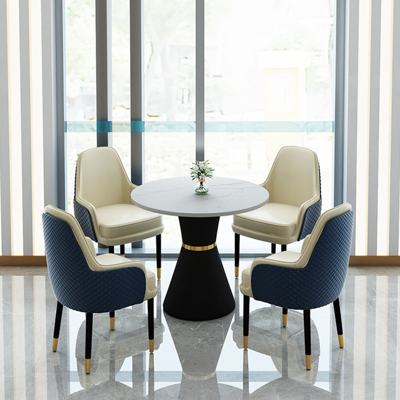 1/2/3/5 PCS Moderne eetkamer set met ronde tafel en lederen stoelen eetgelegenheden