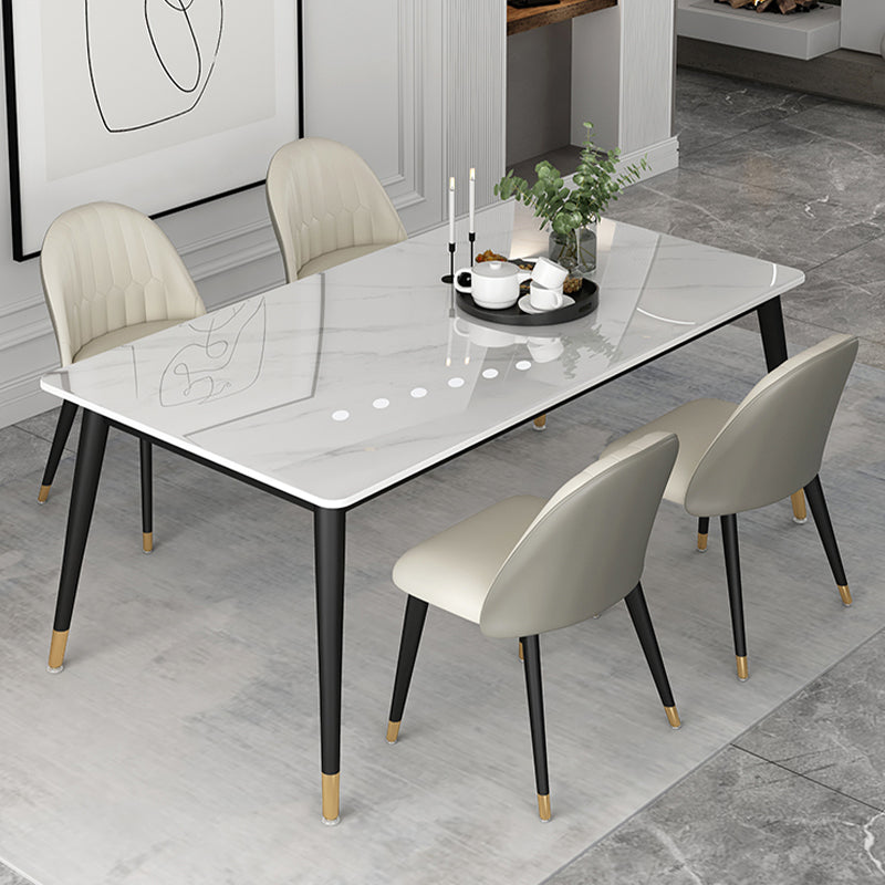 Modern 1/5/6/7 Pieces Dining Set Sintered Stone Dining Table Set with Leather Chairs