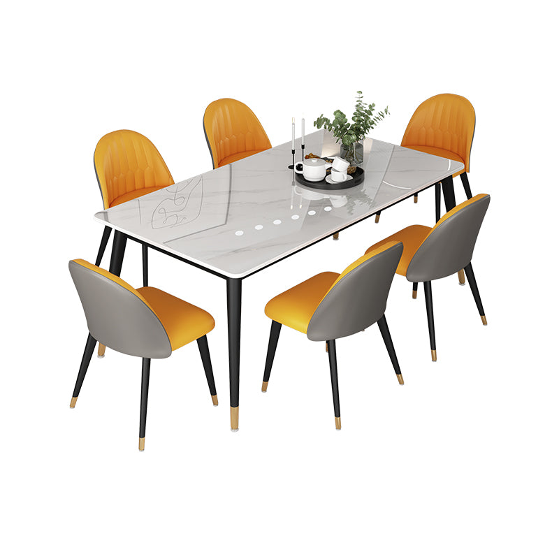 Modern 1/5/6/7 Pieces Dining Set Sintered Stone Dining Table Set with Leather Chairs