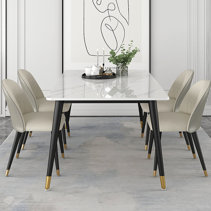 Modern 1/5/6/7 Pieces Dining Set Sintered Stone Dining Table Set with Leather Chairs