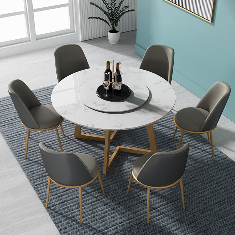 1/4/5/7 PCS Metal Glam Glam Dining Room Set avec table ronde et chaises